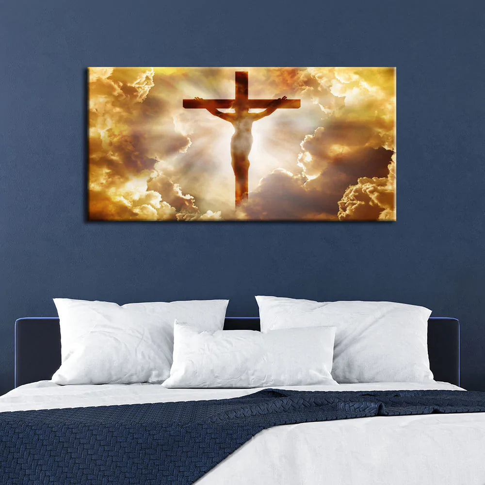 Lord Jesus Christ Hanging on Cross Religious Canvas Wall Painting