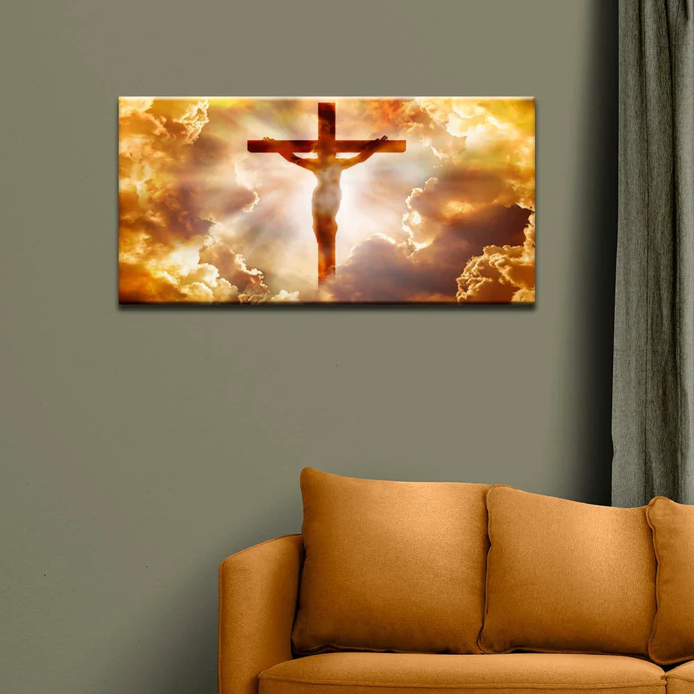 Lord Jesus Christ Hanging on Cross Religious Canvas Wall Painting