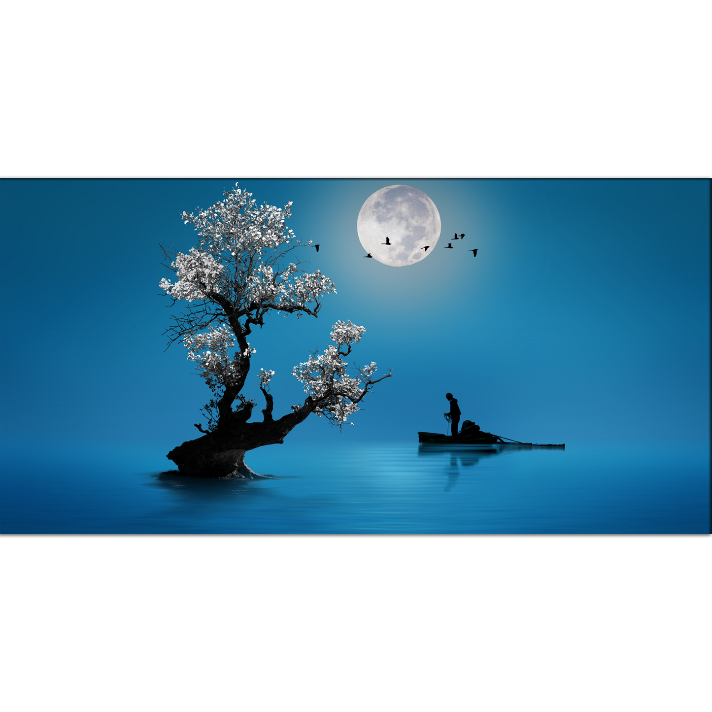 Moon Shines Abstract Canvas Print Wall Painting
