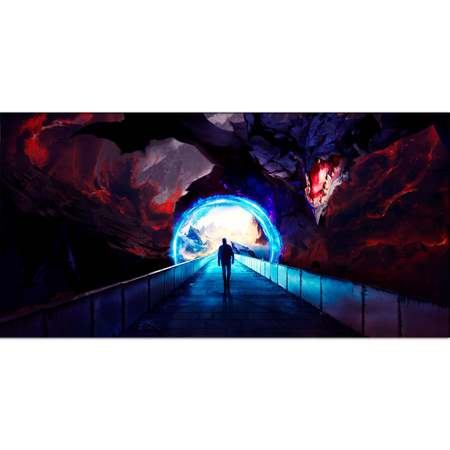 Man Walking in the Bridge Canvas Print Wall Painting