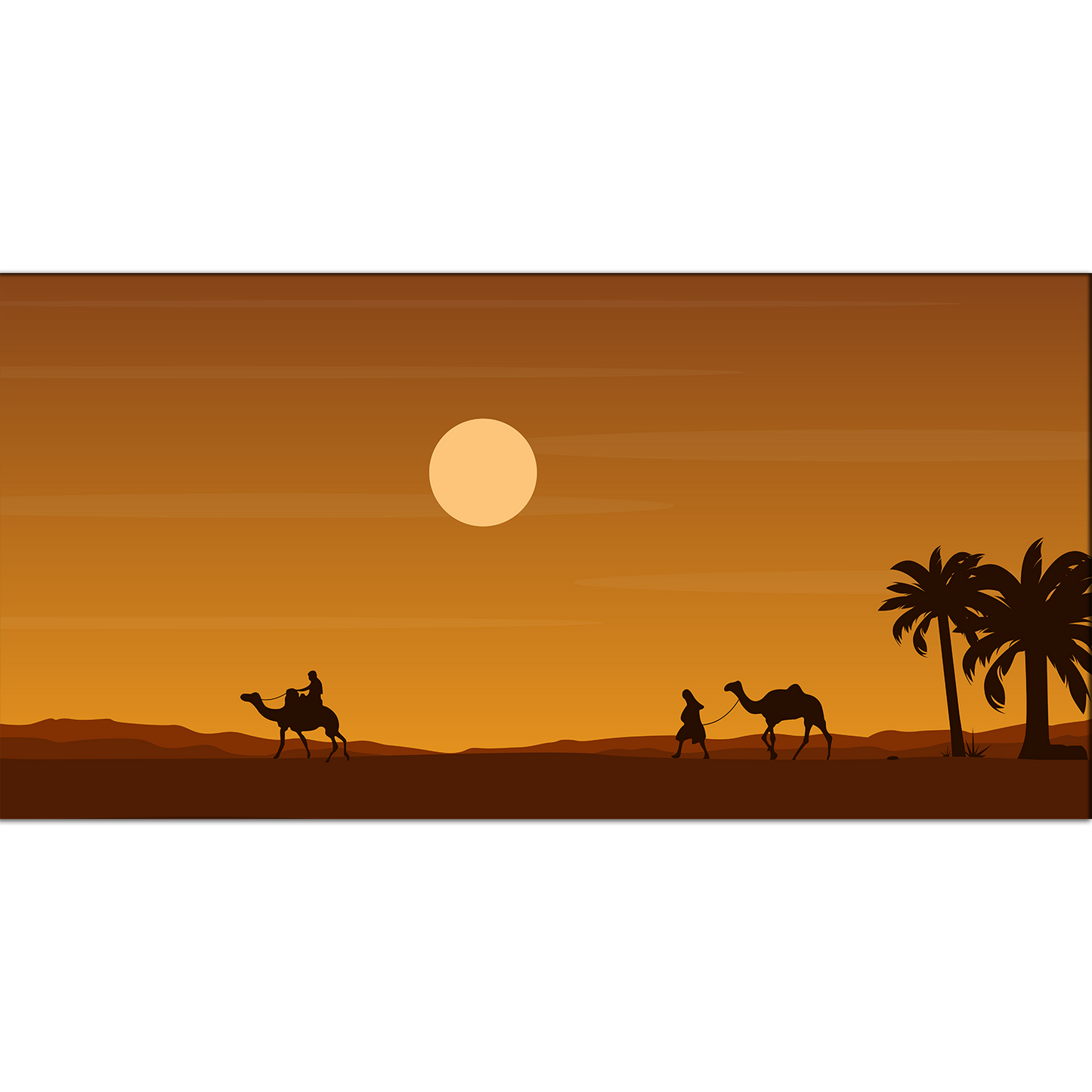 Camel Rider Crossing Vast Desert Canvas Print Wall Painting