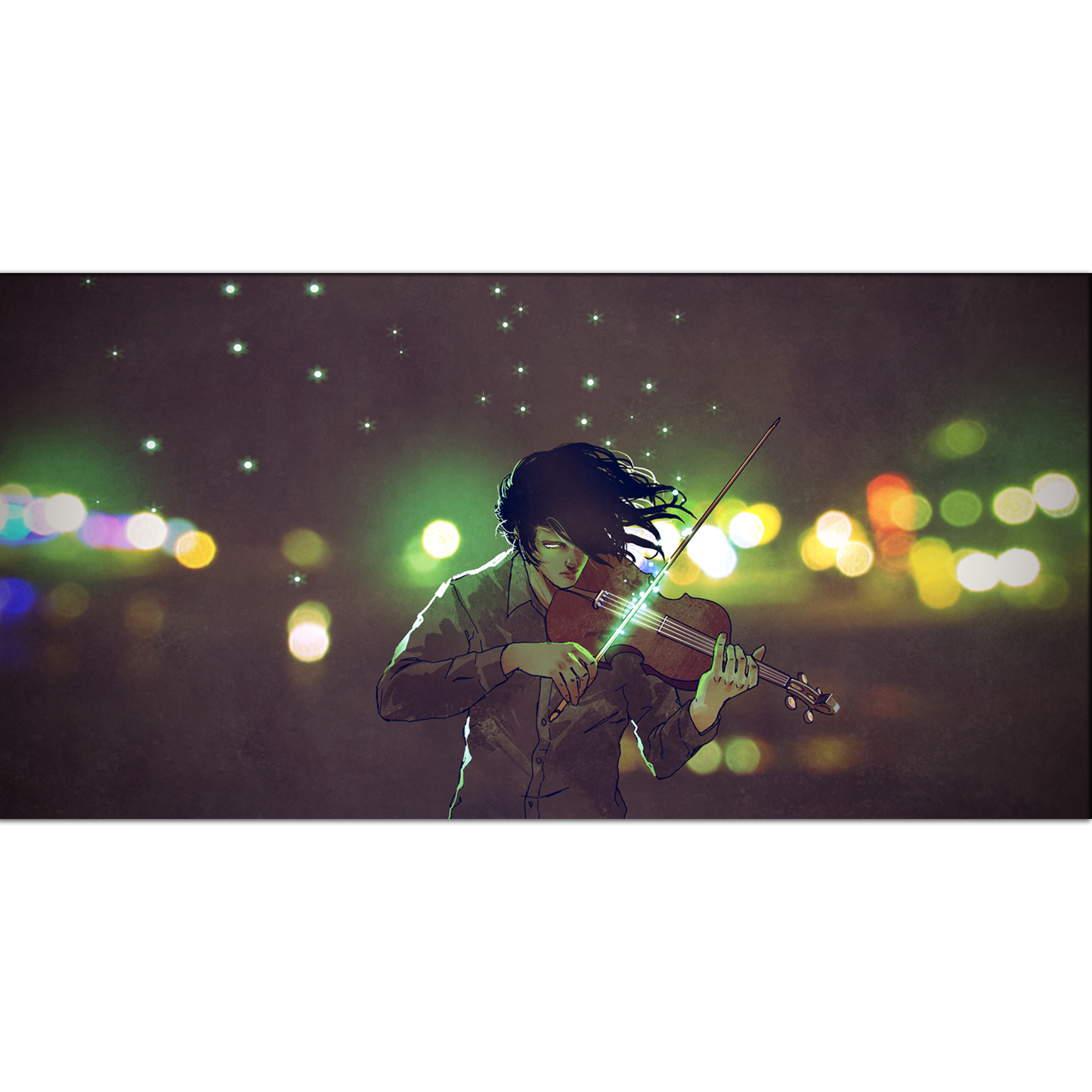 Man Playing Magic Violin Canvas Print Wall Painting