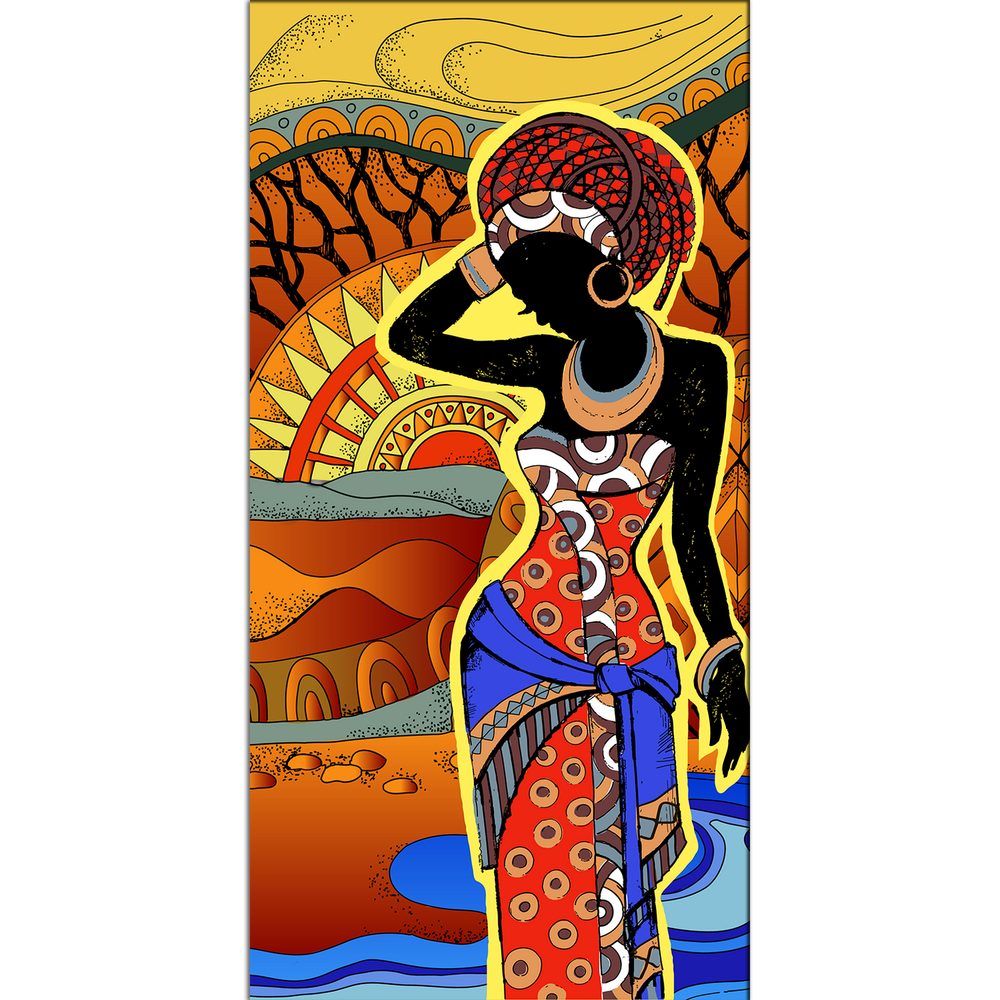 Beautiful Black Woman Modern Art Canvas Print Wall Painting