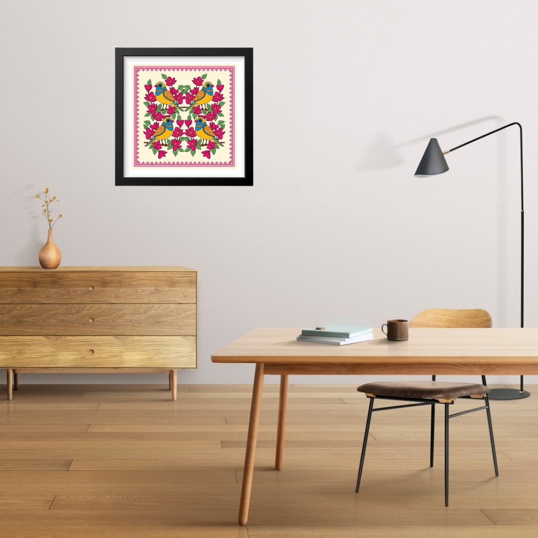 Nature's Splendor Vibrant Madhubani Art wall frame