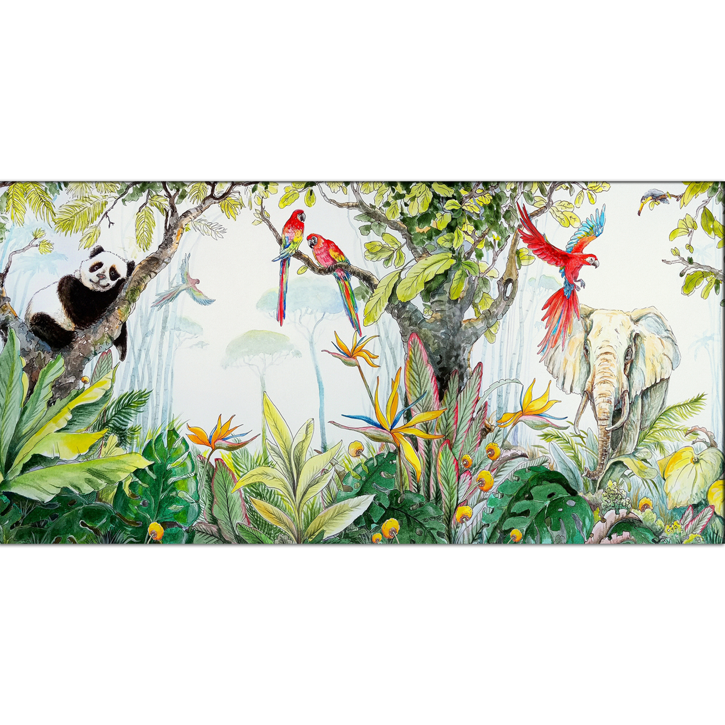Colorful Parrot In Forest Canvas Wall Painting