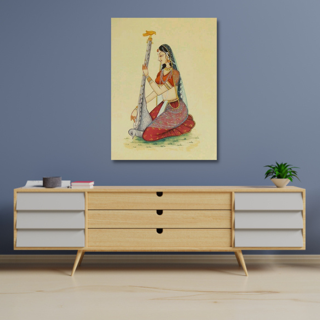 meerabai playing veena canvas