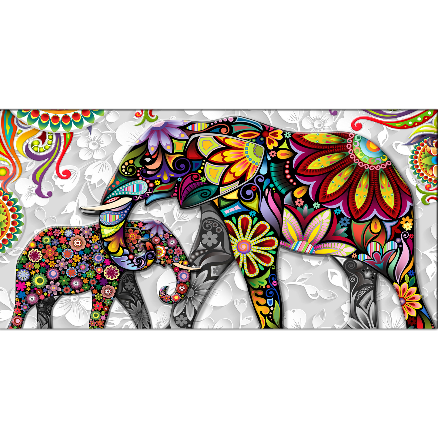 Colorful Elephants Canvas Print Wall Painting