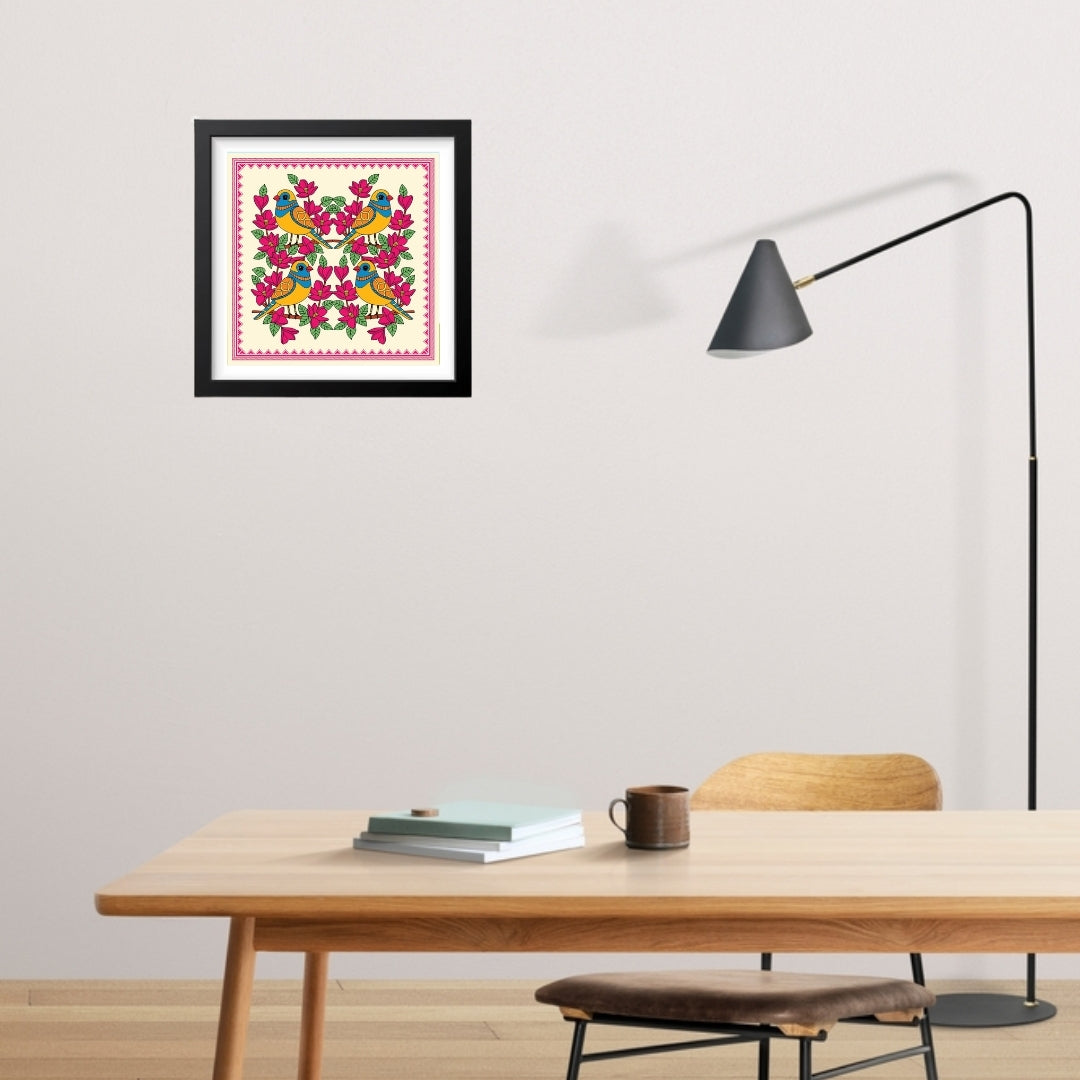 Nature's Splendor Vibrant Madhubani Art wall frame