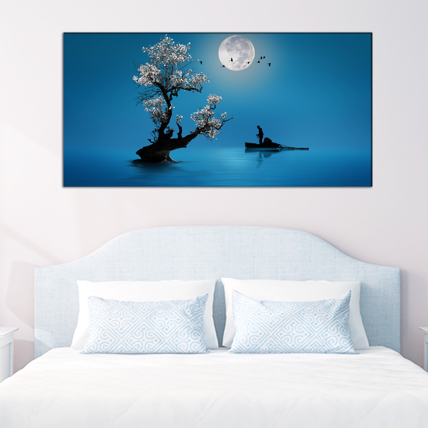 Moon Shines Abstract Canvas Print Wall Painting