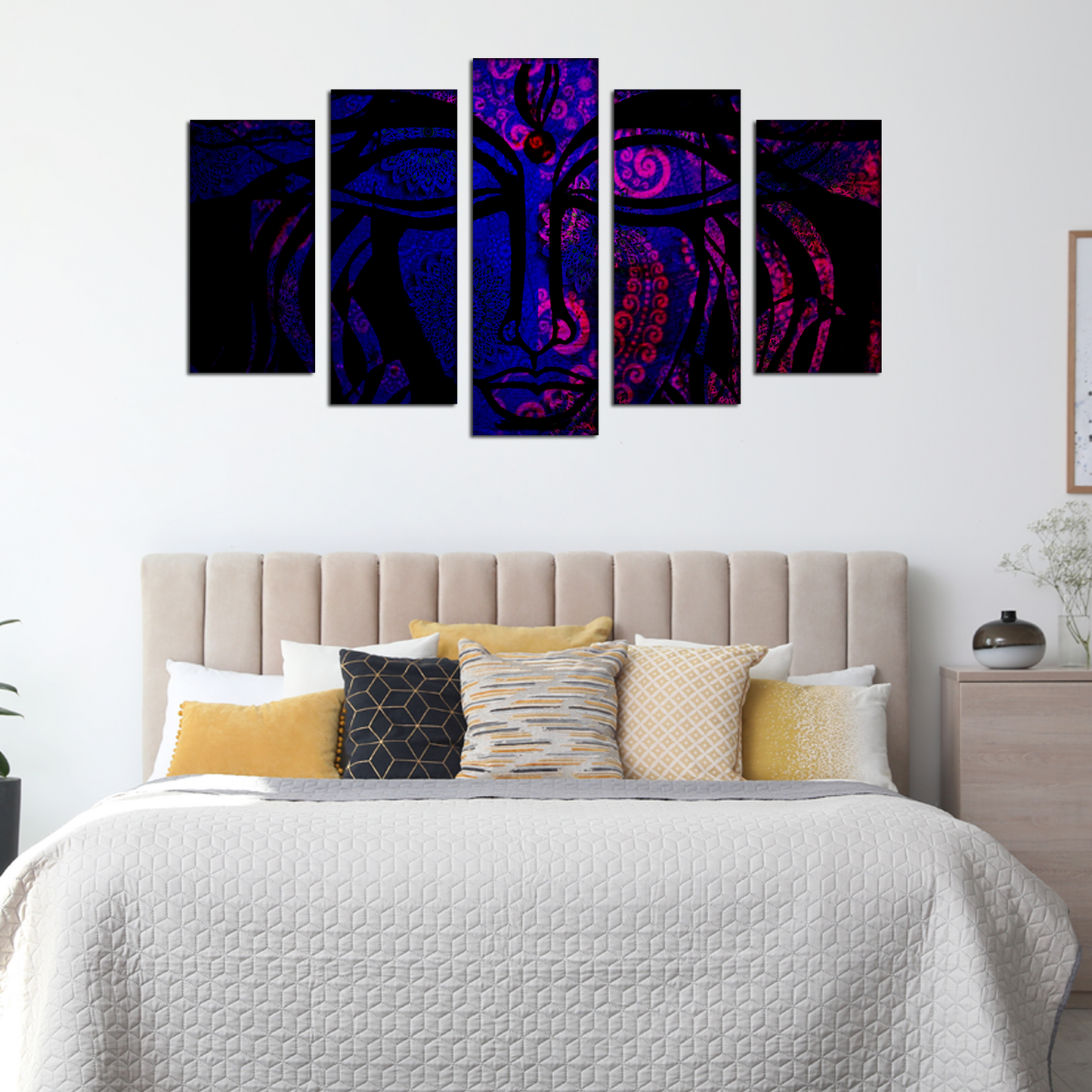 pink and blue color MDF wall painting of lord shiva