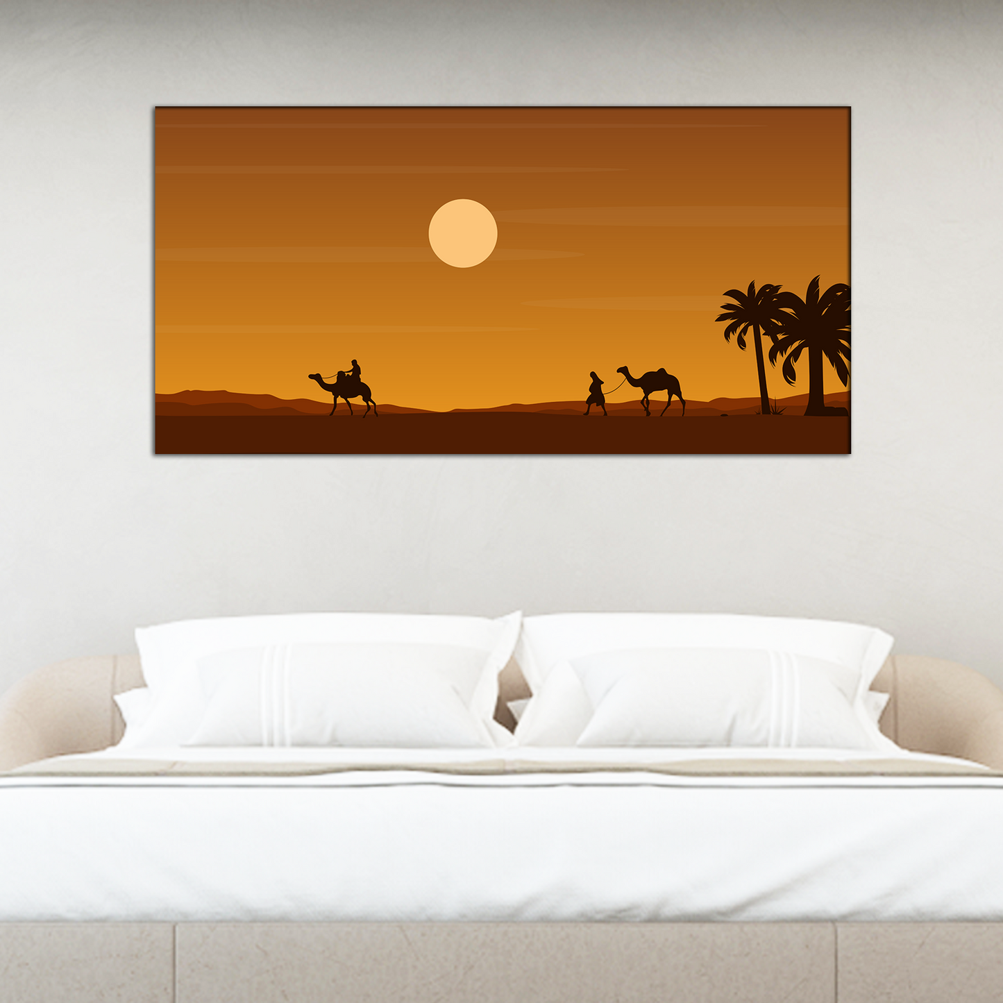 Camel Rider Crossing Vast Desert Canvas Print Wall Painting