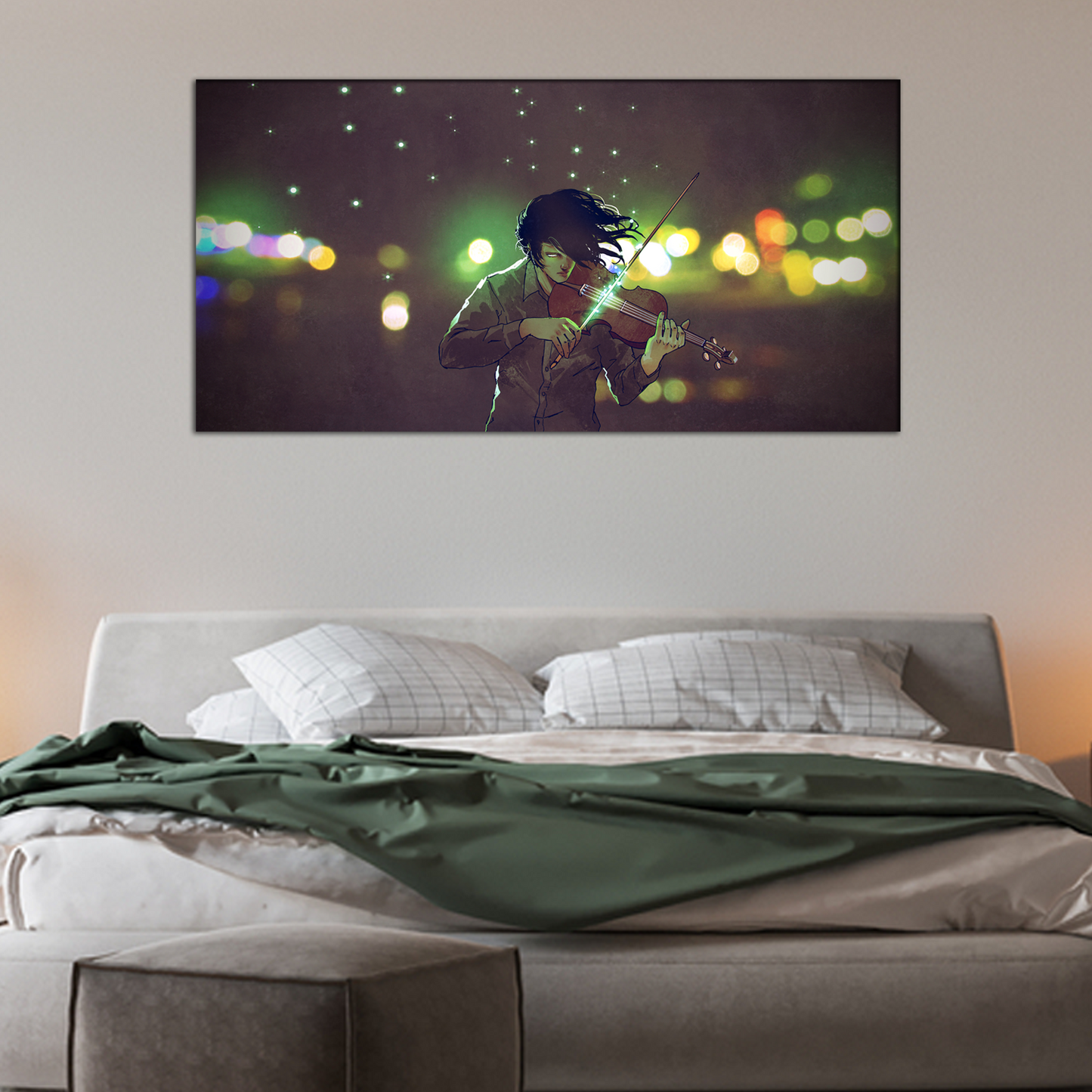 Man Playing Magic Violin Canvas Print Wall Painting