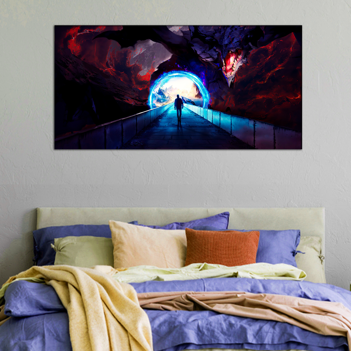 Man Walking in the Bridge Canvas Print Wall Painting