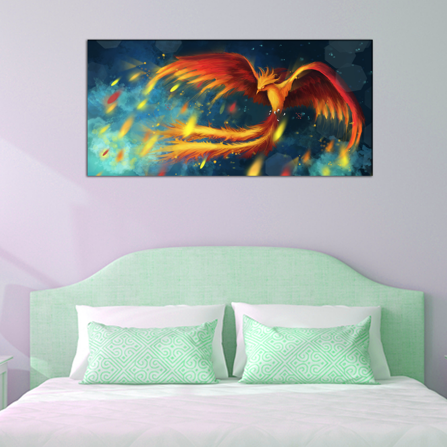 Flying fire Phoenix Canvas Print Wall Painting