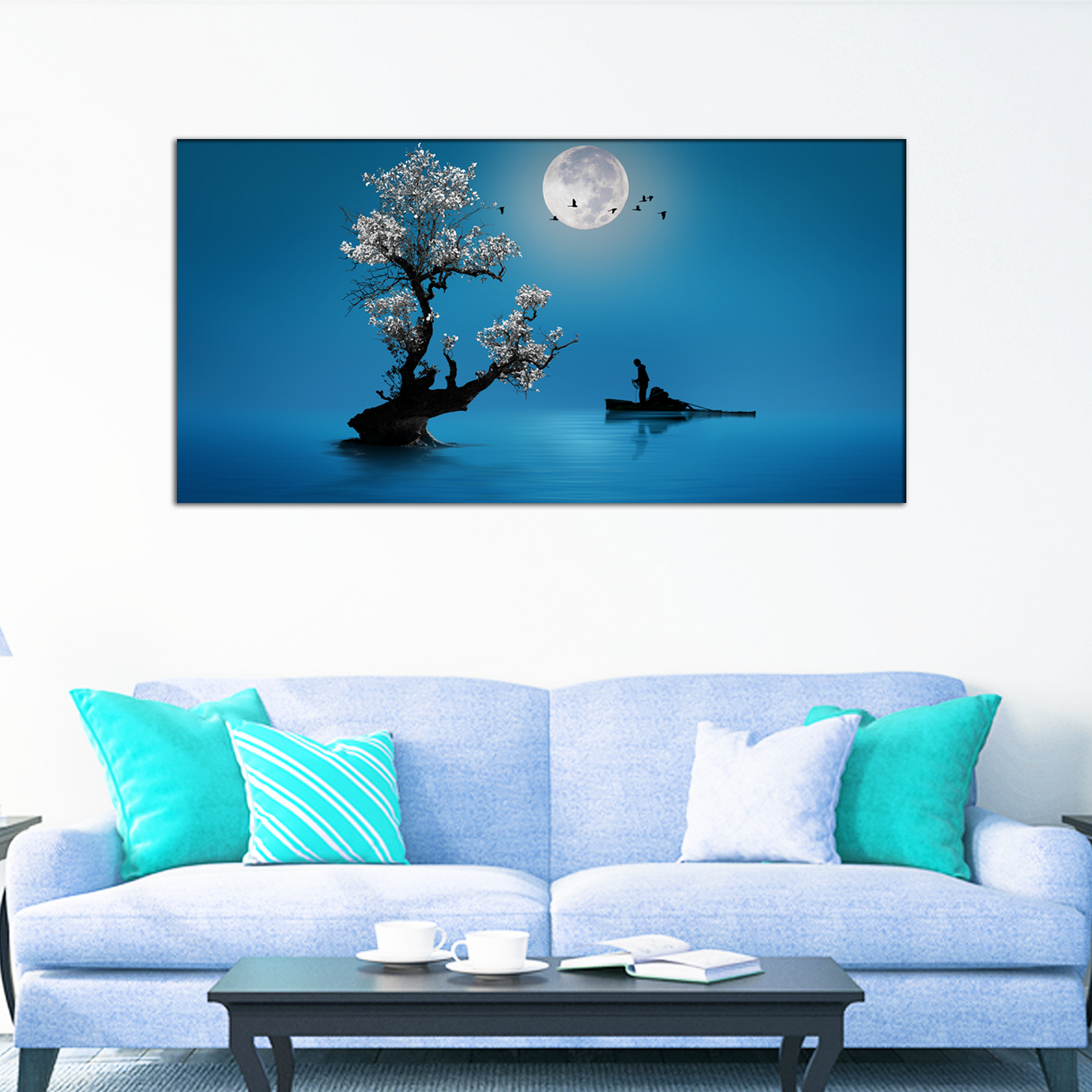 Moon Shines Abstract Canvas Print Wall Painting