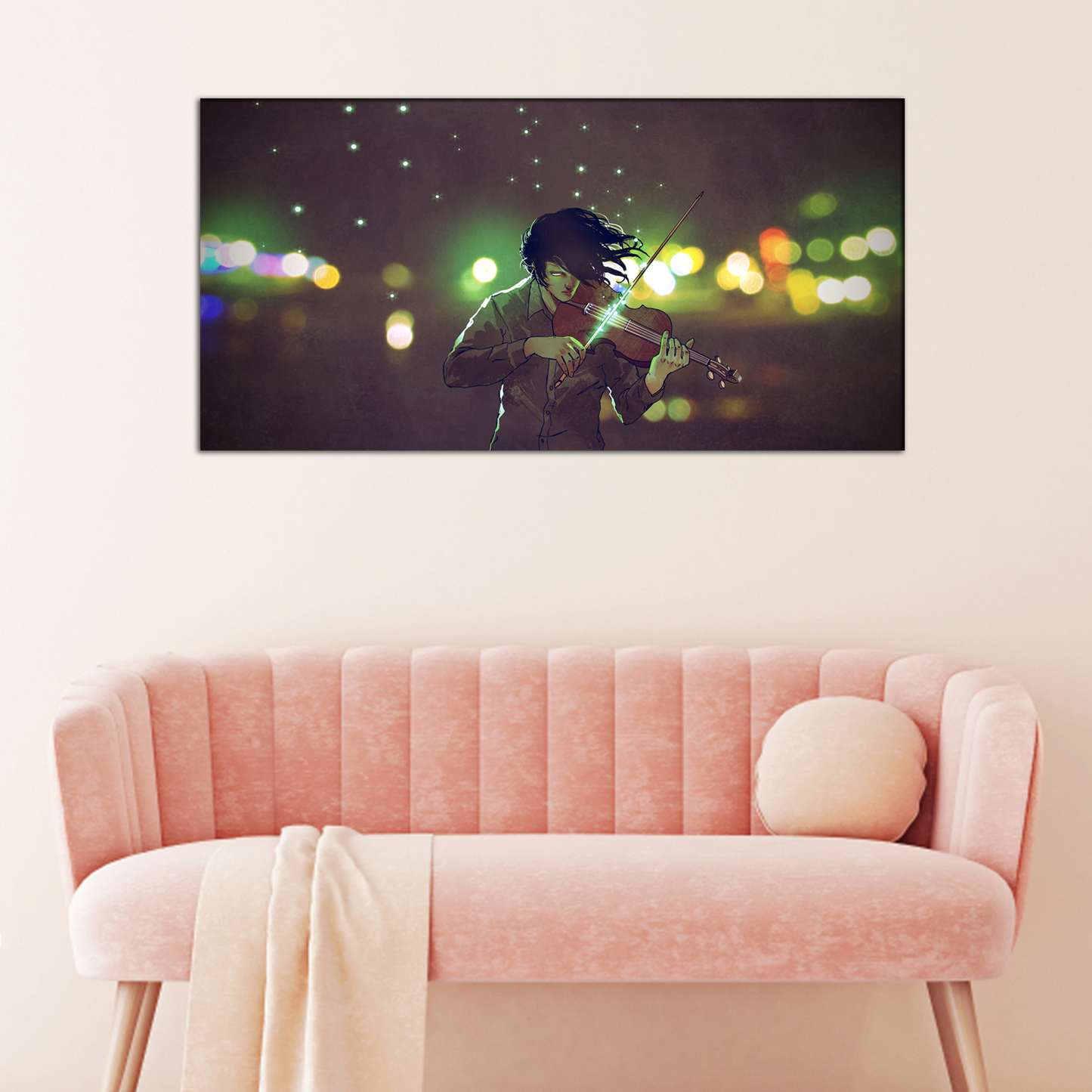 Man Playing Magic Violin Canvas Print Wall Painting