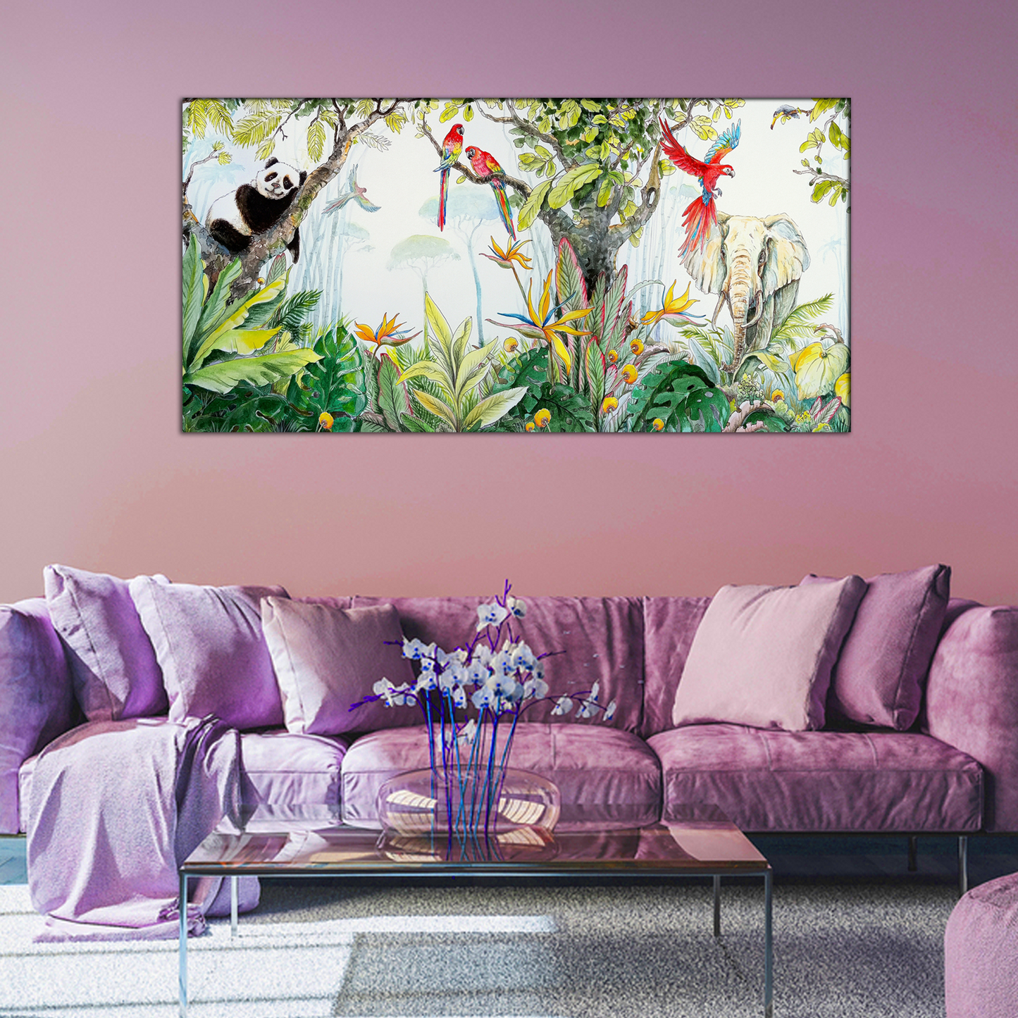 beautiful parrots wall canvas