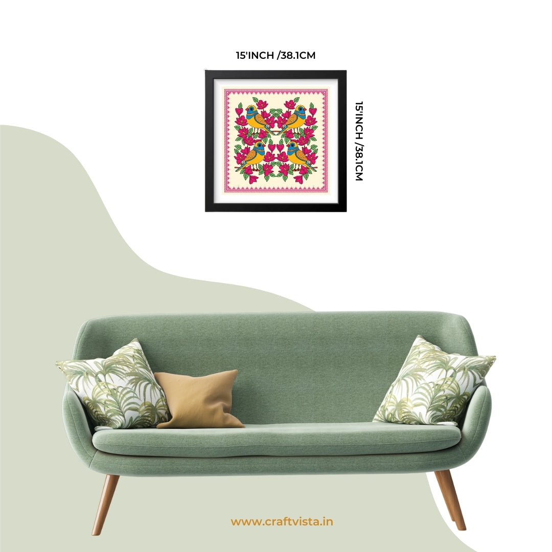 Nature's Splendor Vibrant Madhubani Art wall frame
