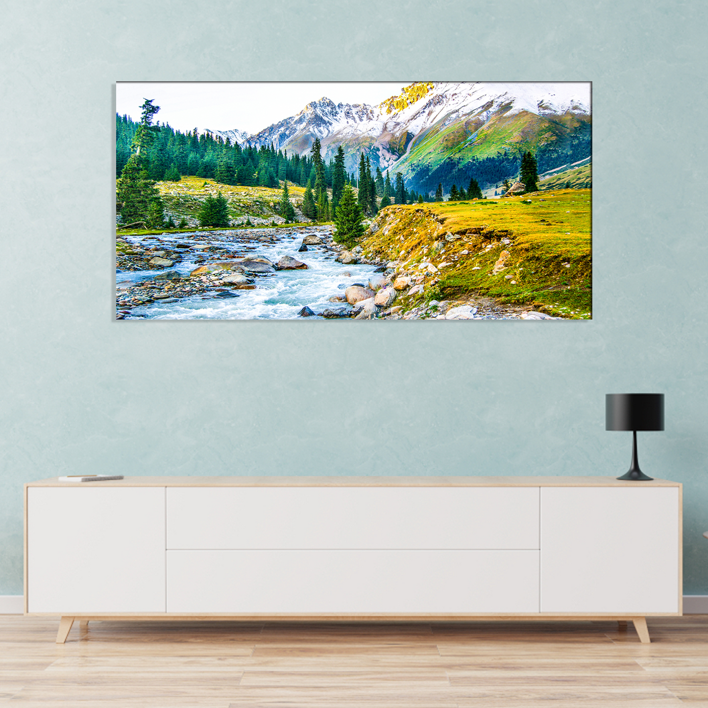 Mountain and River Abstract Canvas Print Wall Painting