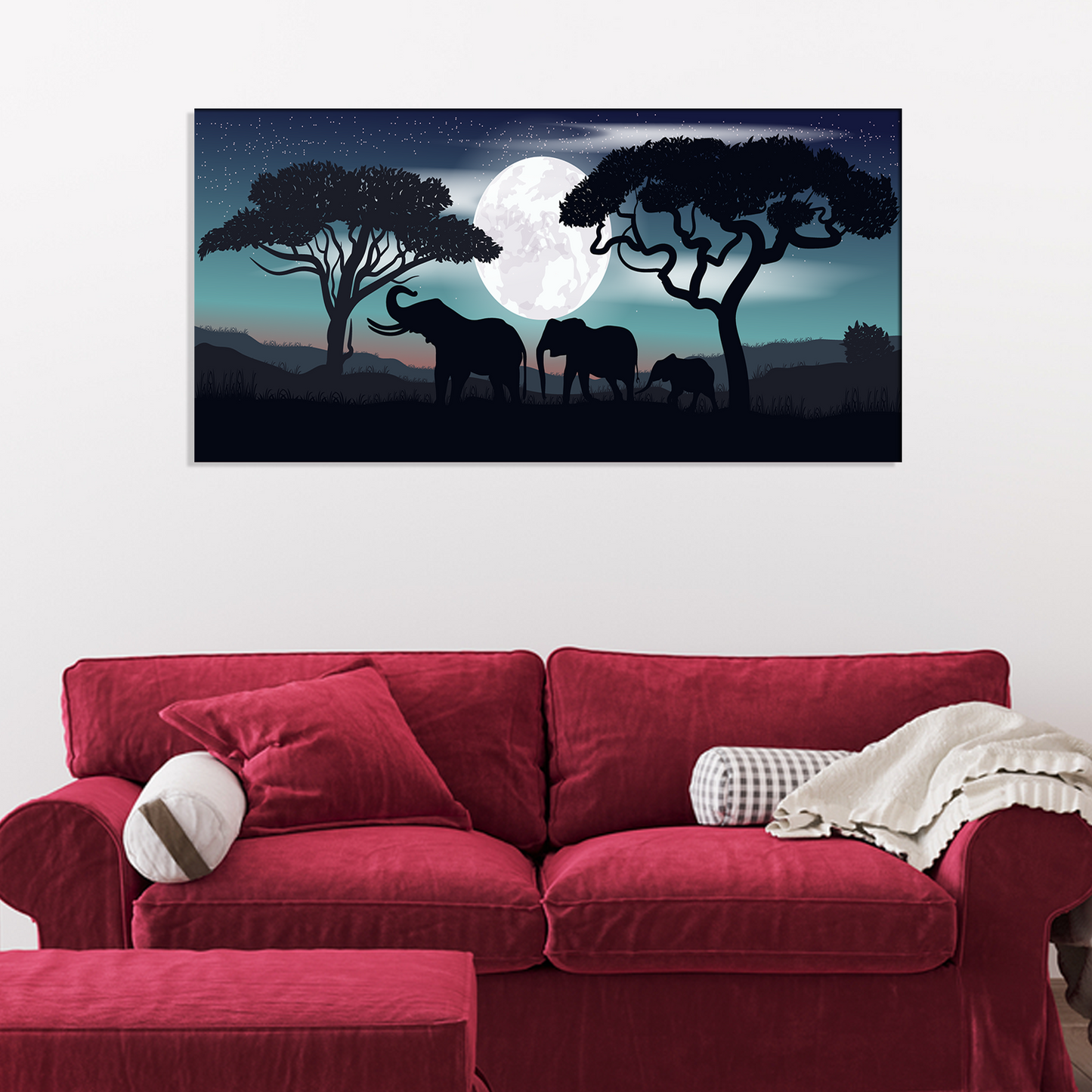 Family of Elephants Canvas Print Wall Painting