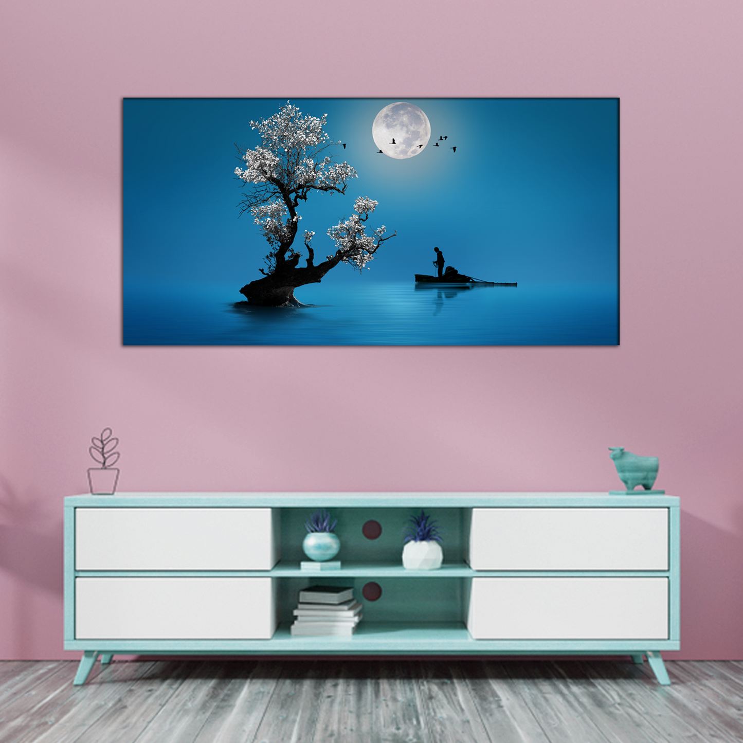 Moon Shines Abstract Canvas Print Wall Painting
