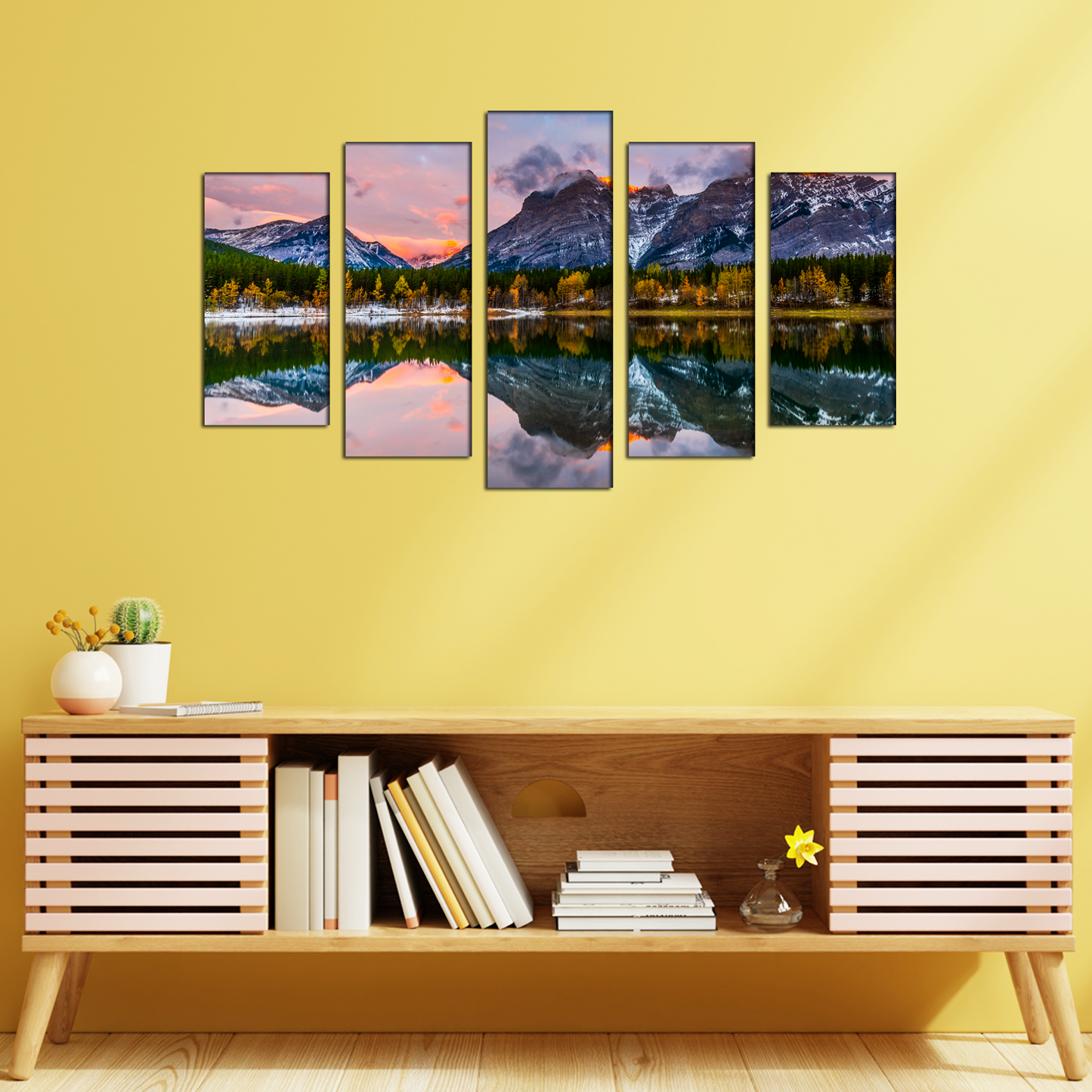 Mountain River View MDF Panel Painting