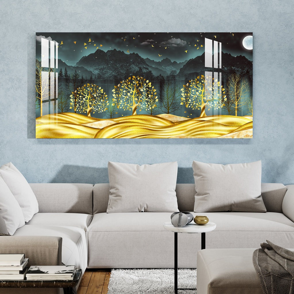 Moon Over Mountains Acrylic Wall Art