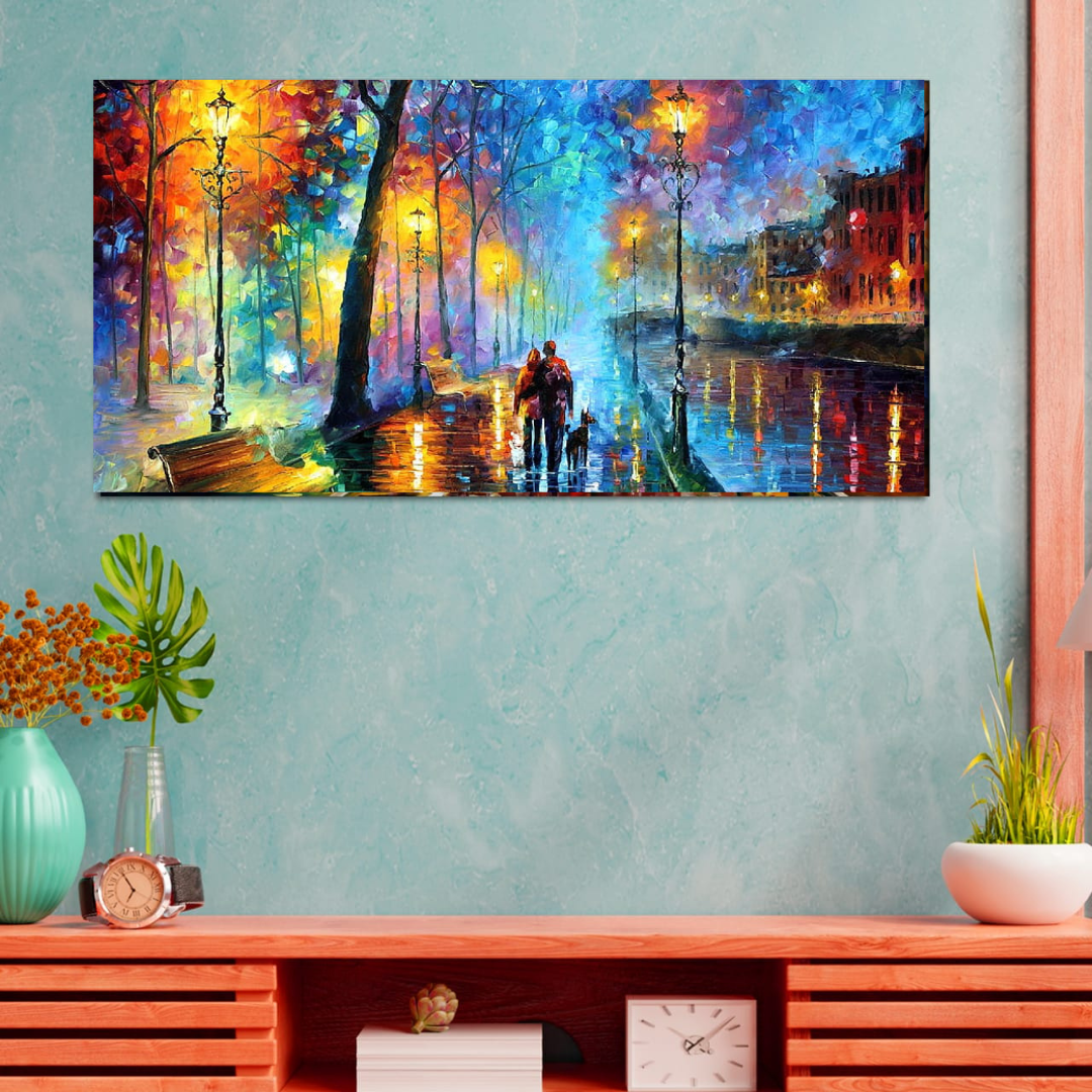 Romantic Love Couple in Forest Canvas Painting
