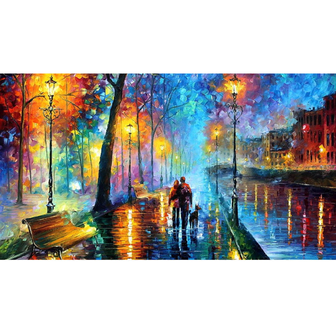 Romantic Love Couple in Forest Canvas Painting
