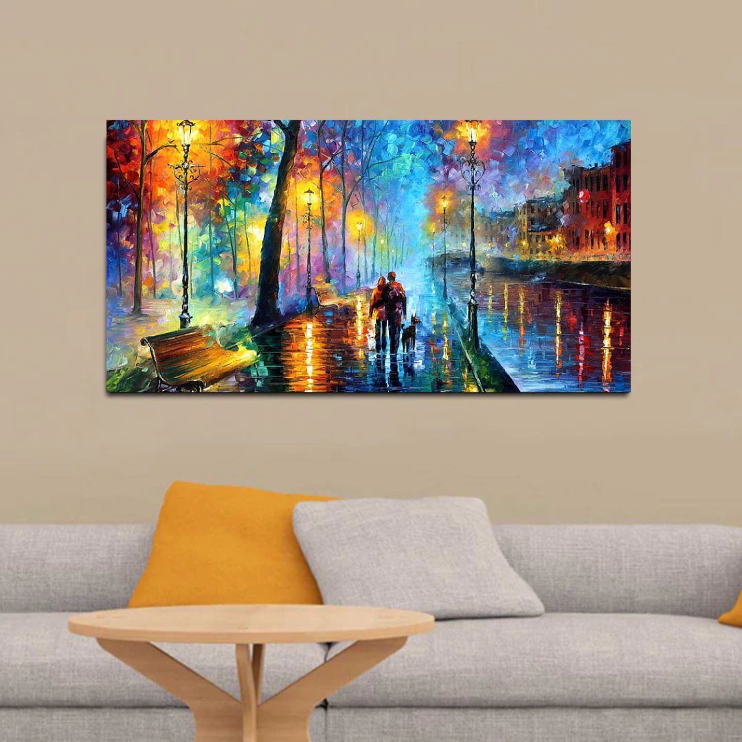 Romantic Love Couple in Forest Canvas Painting