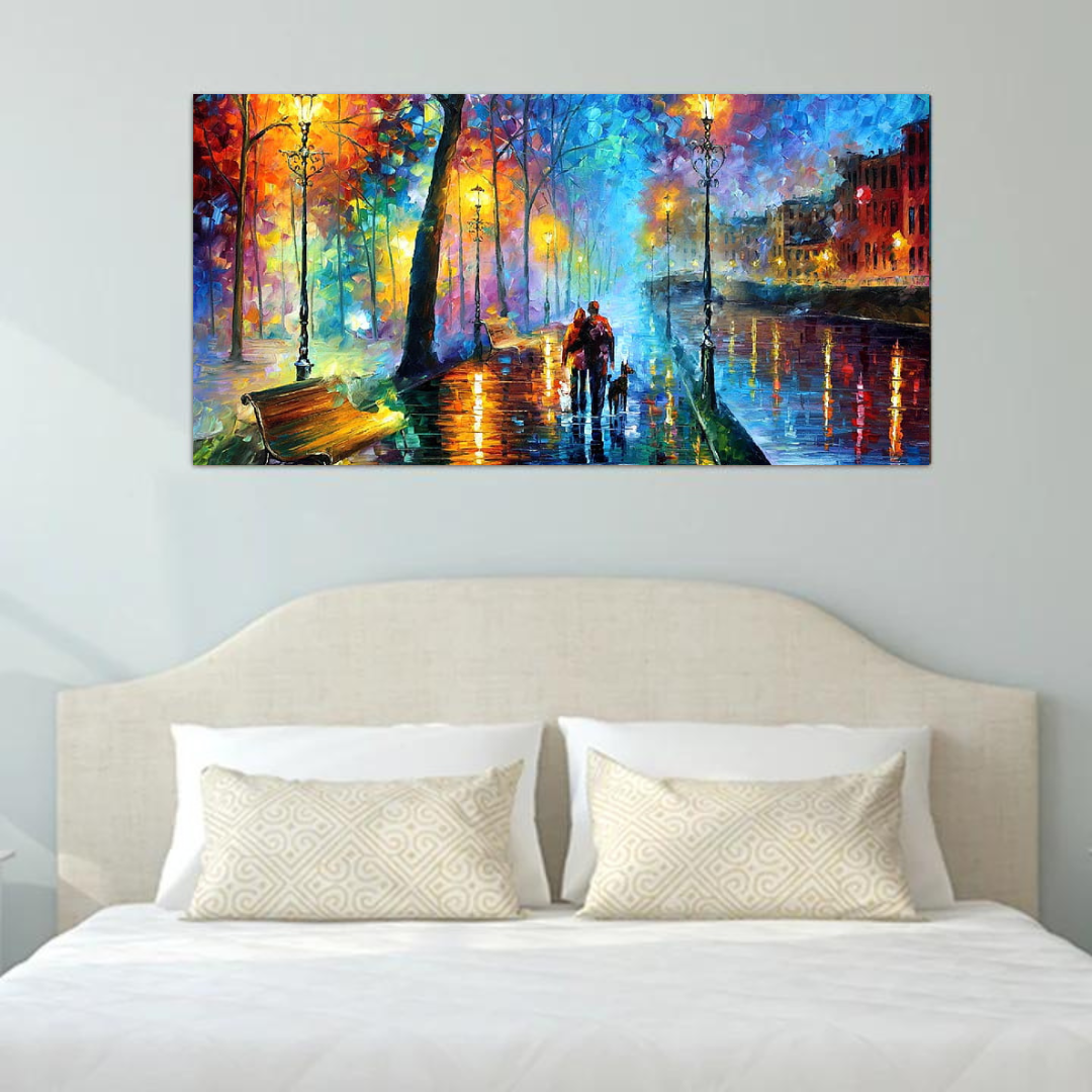 Romantic Love Couple in Forest Canvas Painting