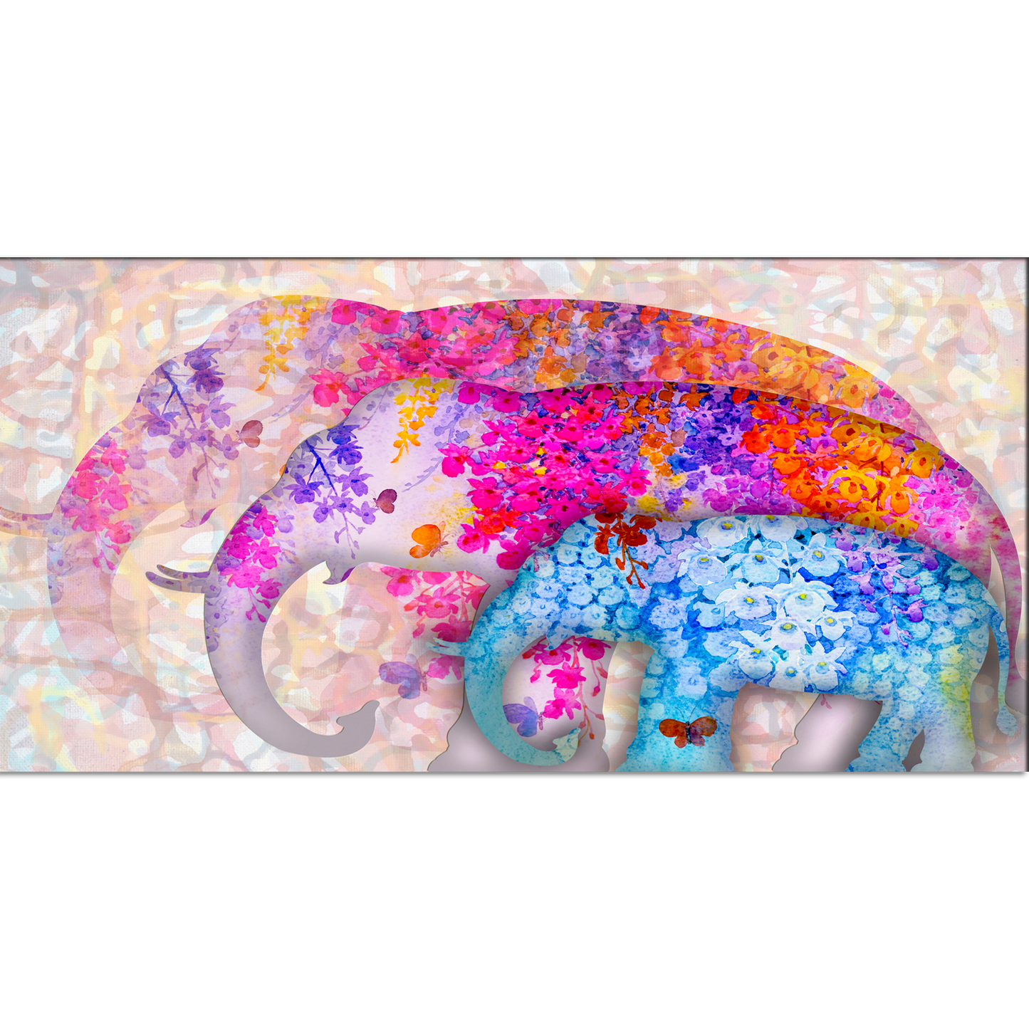 Three Abstract Art Elephants Canvas Wall Painting