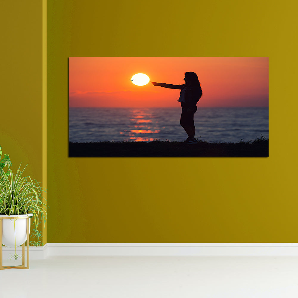 Girl Touching The Sun Canvas Wall Painting
