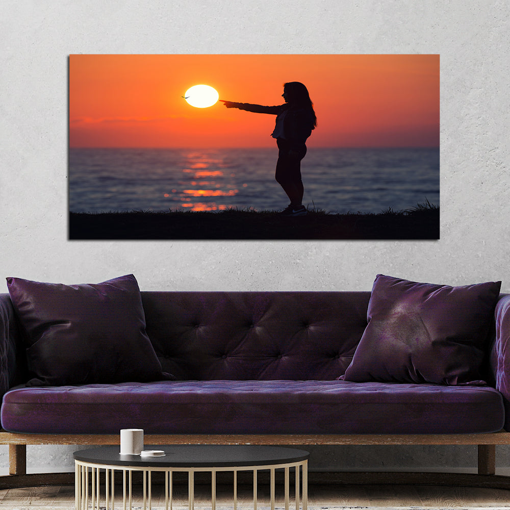 Girl Touching The Sun Canvas Wall Painting