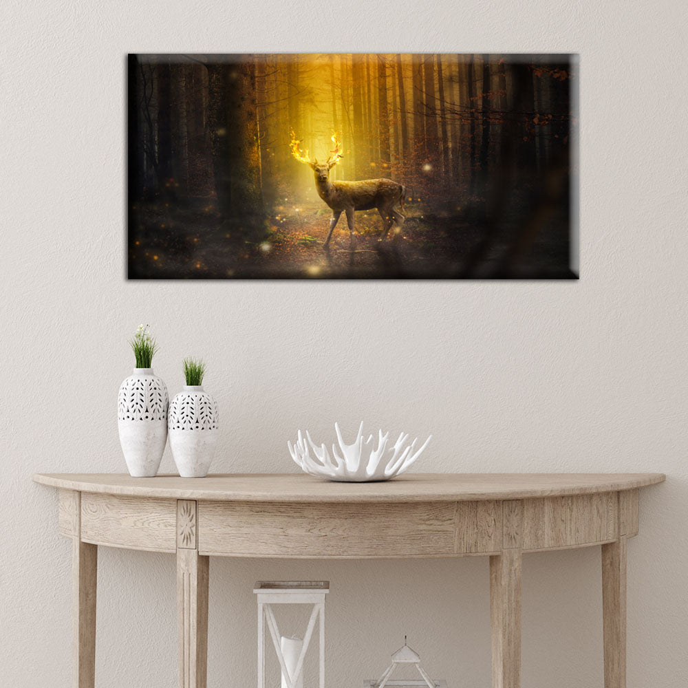 Fire Deer Fantasy Art Canvas Wall Painting