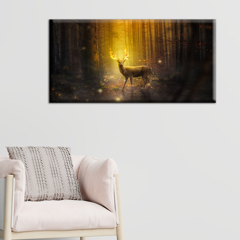 Fire Deer Fantasy Art Canvas Wall Painting