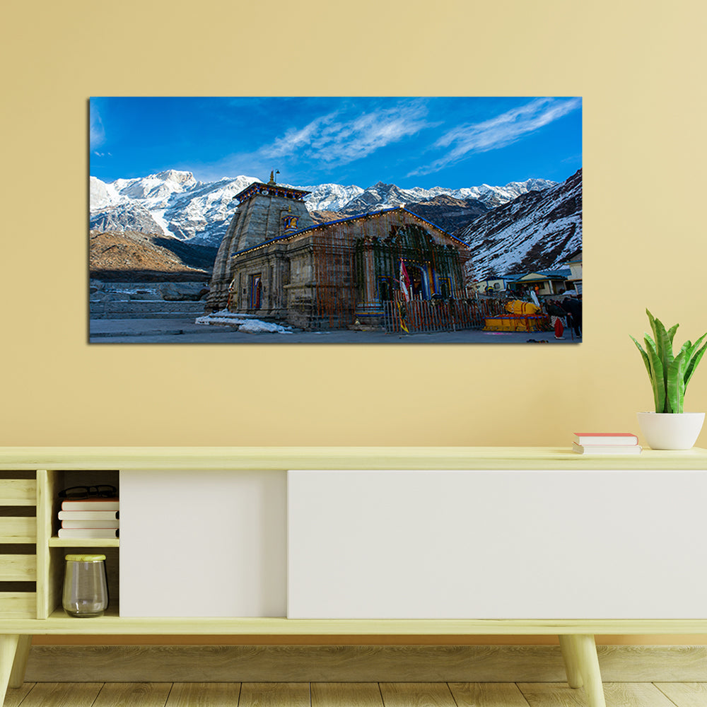 kedarnath temple beautiful Canvas Wall Painting