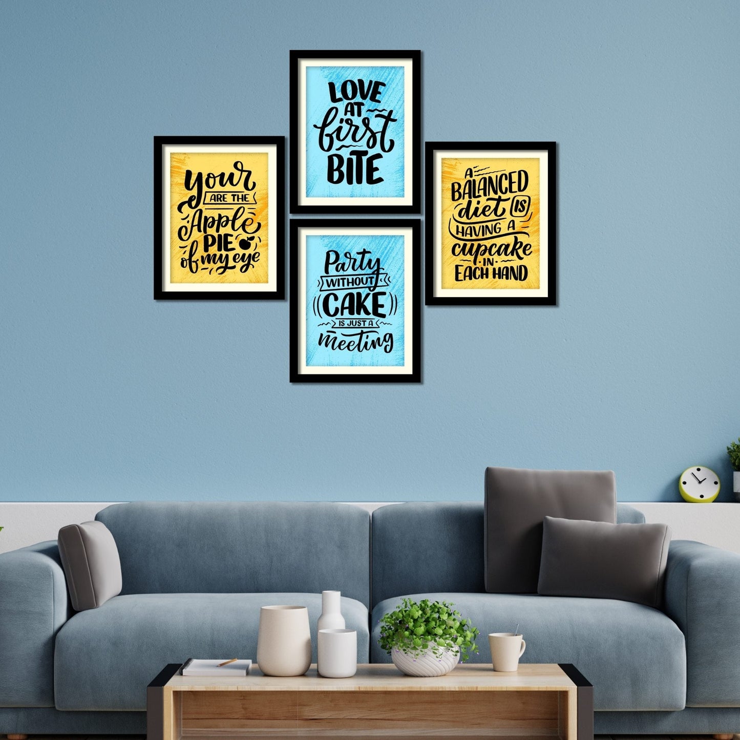 Food Lover Quotes Premium Wall Frame Set of Four