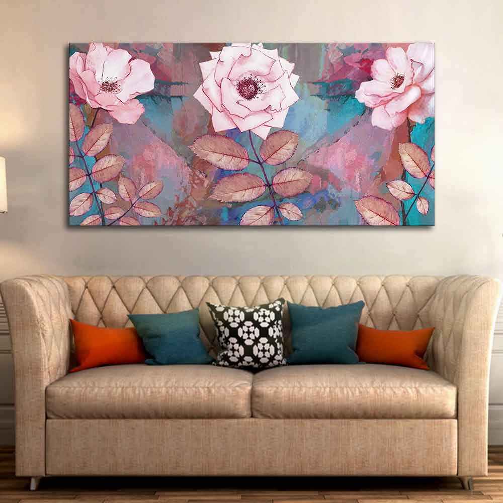 Modern Abstract Art of Pink Rose Canvas Wall Painting