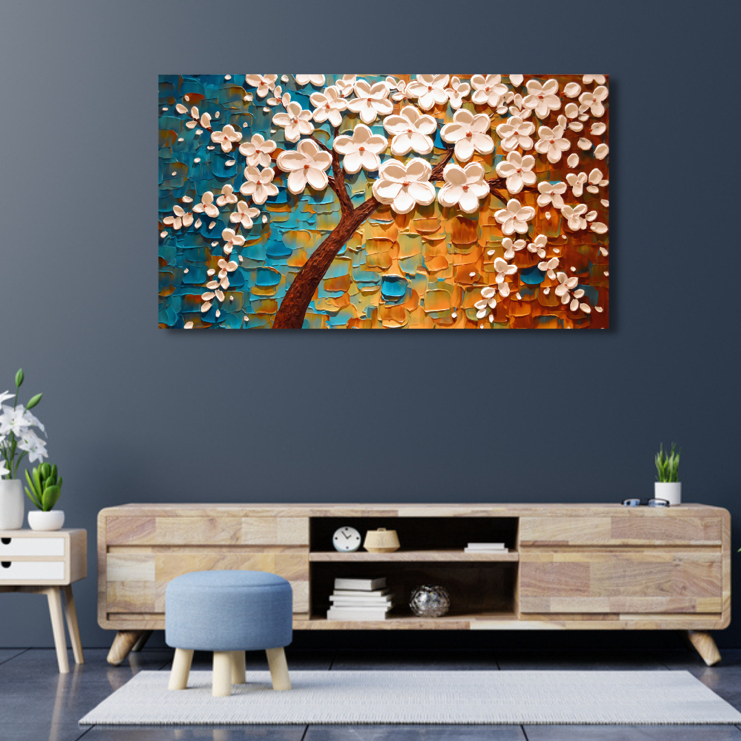 3D Floral Tree Canvas Print Wall Painting
