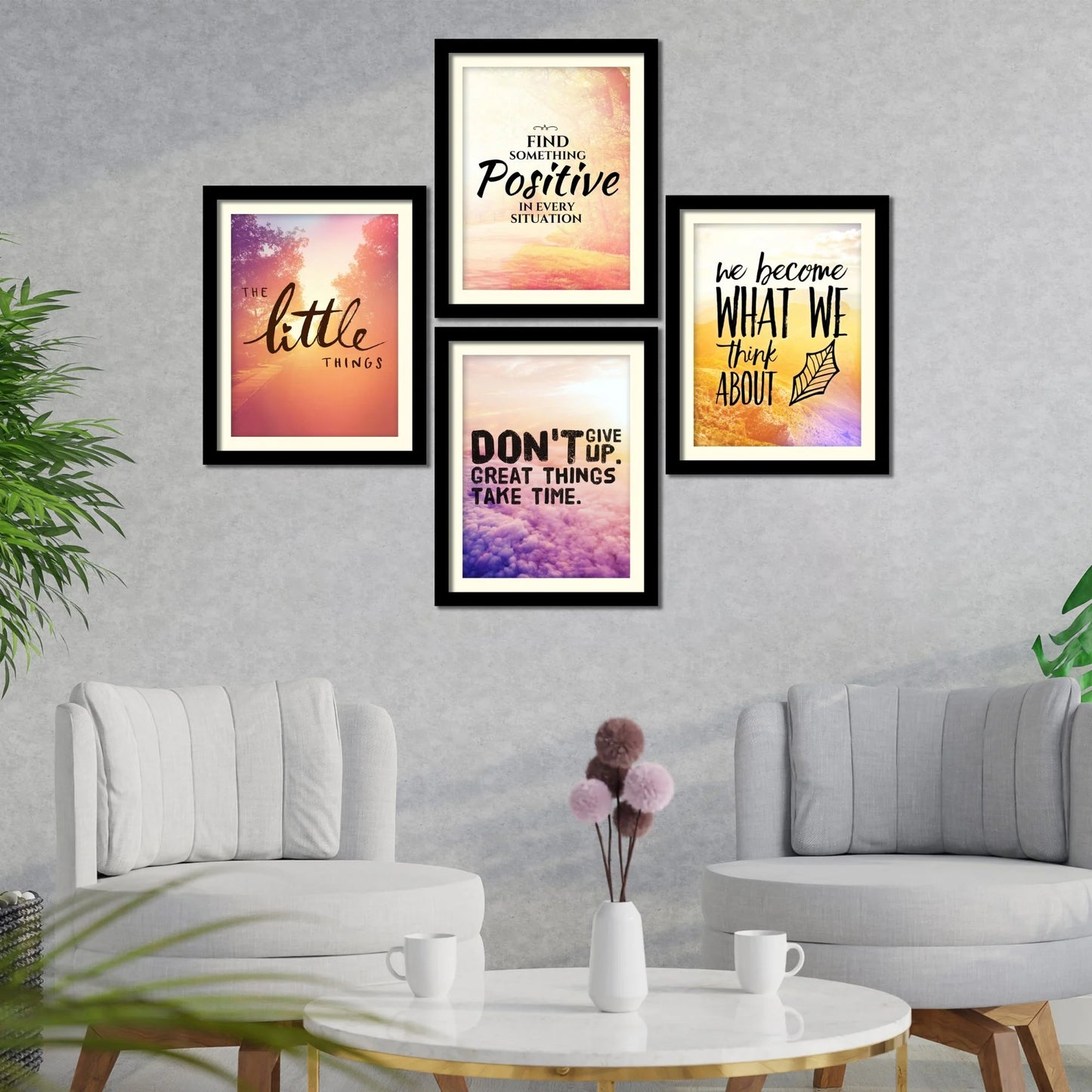 Don't Give Great Things Take Time Quotes Wall Frame Set of Four