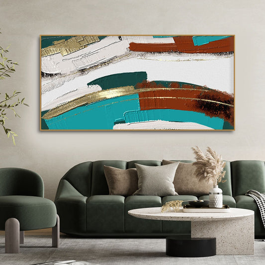 Abstract Golden and White Textured Premium Canvas Wall Painting