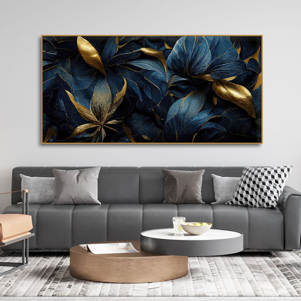 Golden Tropical leaves Canvas Wall Painting