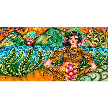 Indian Traditional Woman Modern Art Canvas Print Wall Painting