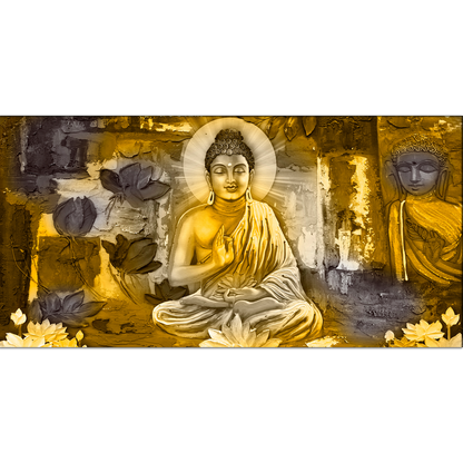 Buddha With Flowers Canvas Print Wall Painting