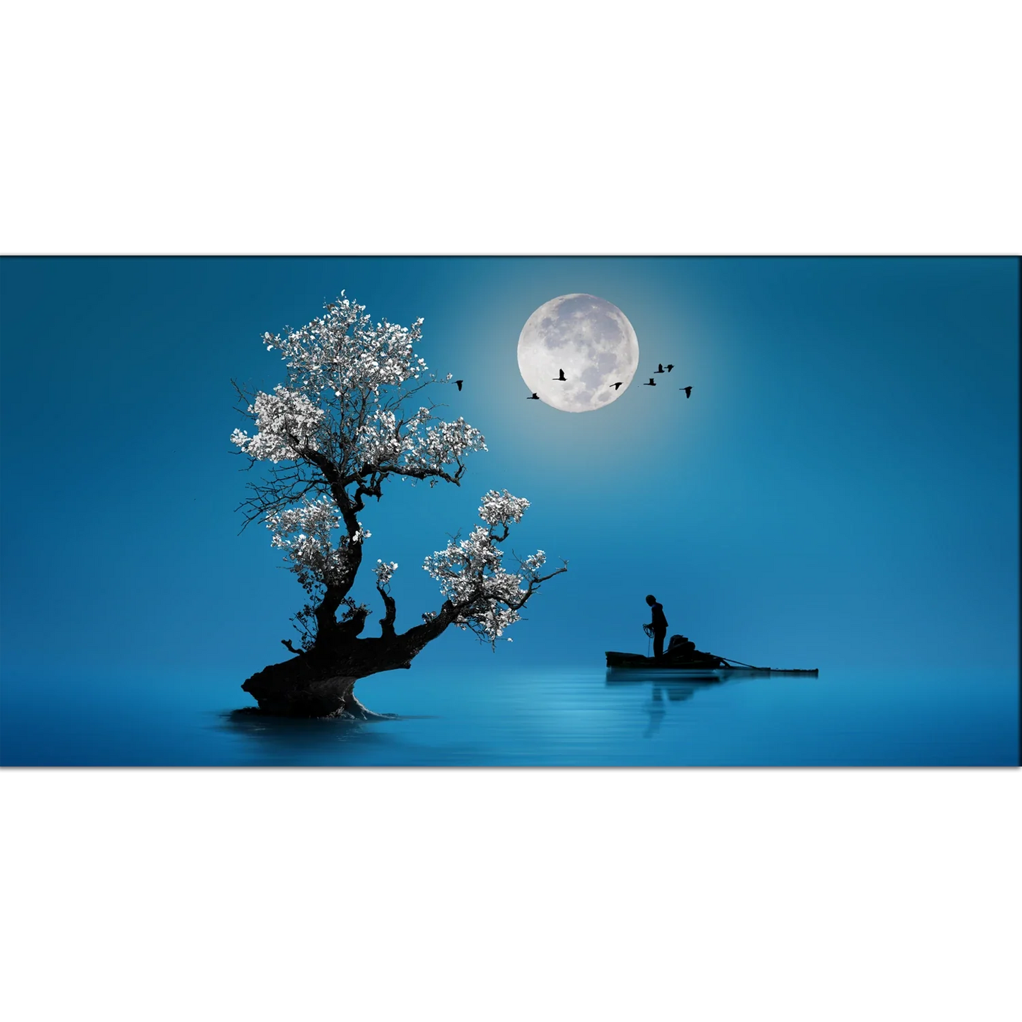 Fishing under the moon light Canvas Print Wall Painting