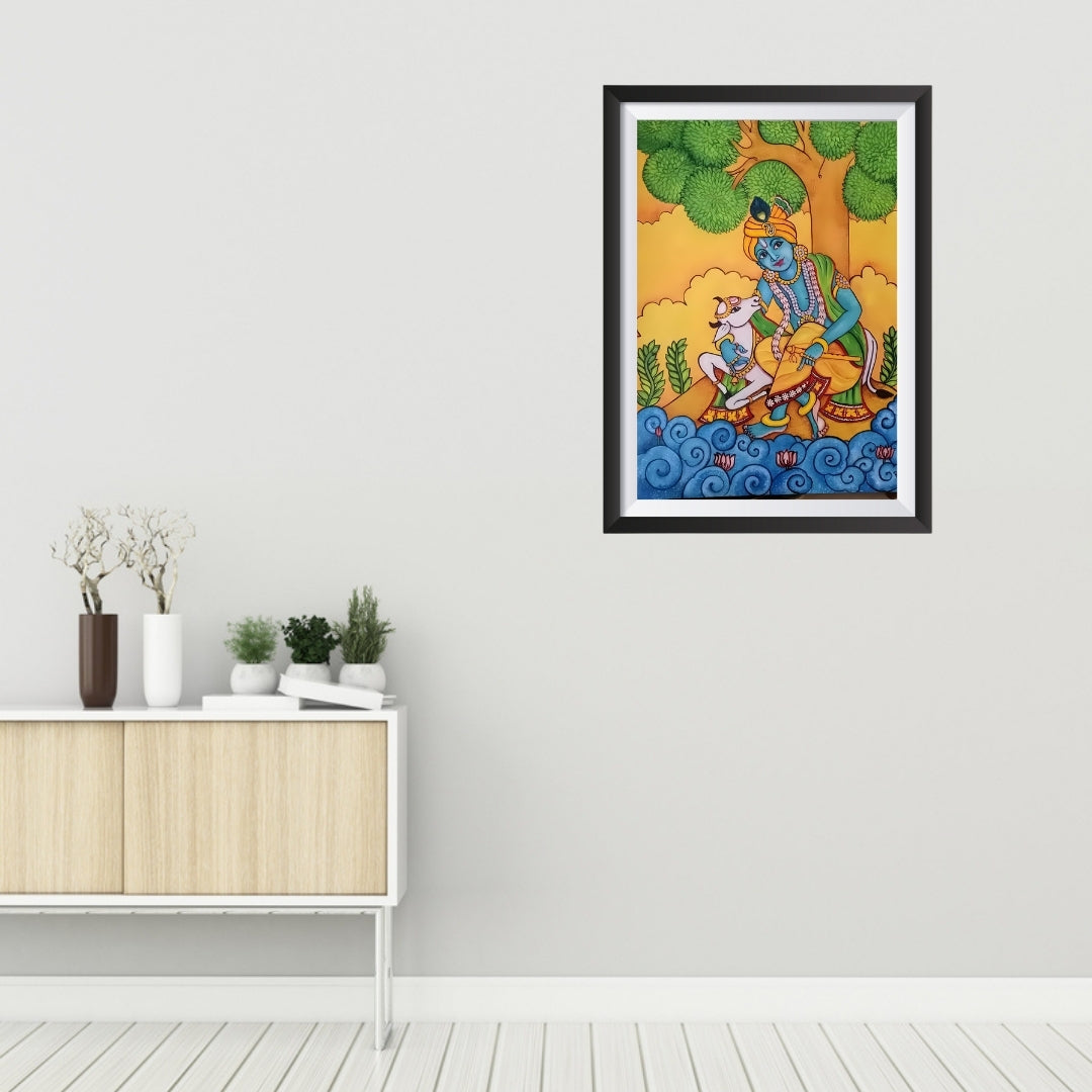 Shri Krishna Ji and Cow Sacred Wall Frame