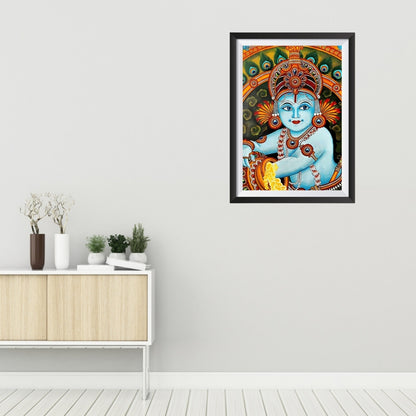 Charming Ball Krishna Kalamkari Wall Frame