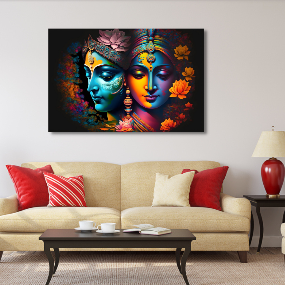 Love Of Lord Radha Krishna Premium Art Canvas Wall Painting