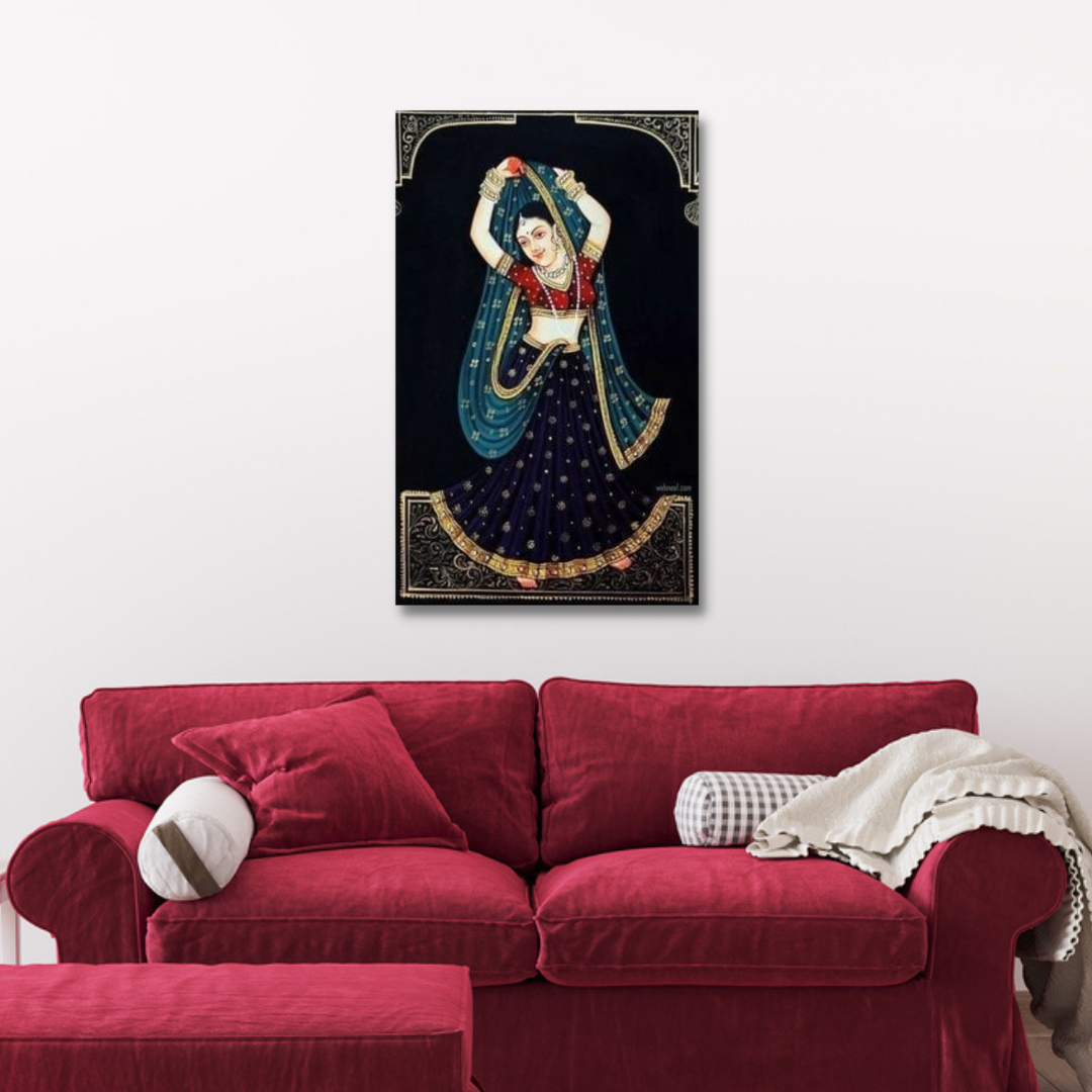 Rajasthani Traditional Dancing Women Canvas Print Wall Painting